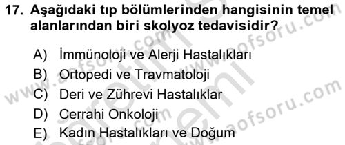 Tıp Terimleri Dersi Ara Sınavı Deneme Sınav Soruları 17. Soru