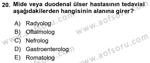 Tıp Terimleri Dersi 2024 - 2025 Yılı (Vize) Ara Sınavı 20. Soru