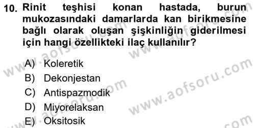 Tıp Terimleri Dersi 2024 - 2025 Yılı (Final) Dönem Sonu Sınav Soruları 10. Soru