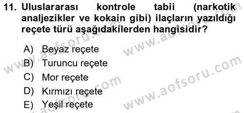 Tıp Terimleri Dersi 2024 - 2025 Yılı (Final) Dönem Sonu Sınav Soruları 11. Soru