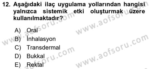 Tıp Terimleri Dersi 2024 - 2025 Yılı (Final) Dönem Sonu Sınav Soruları 12. Soru