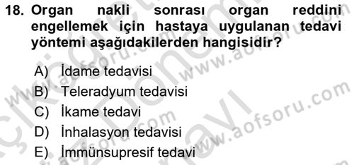Tıp Terimleri Dersi 2024 - 2025 Yılı (Final) Dönem Sonu Sınav Soruları 18. Soru