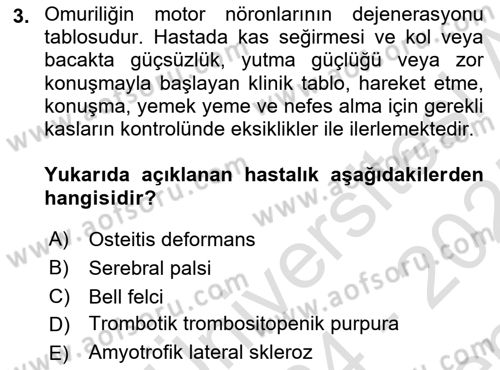 Tıp Terimleri Dersi 2024 - 2025 Yılı (Final) Dönem Sonu Sınav Soruları 3. Soru