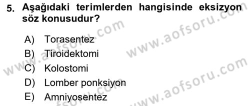 Tıp Terimleri Dersi 2024 - 2025 Yılı (Final) Dönem Sonu Sınav Soruları 5. Soru
