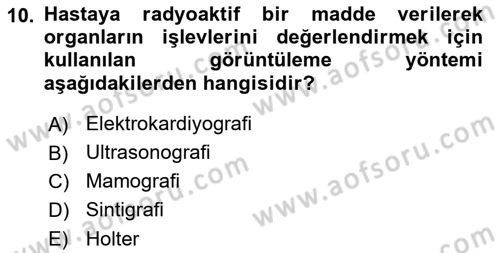 Tıp Terimleri Dersi 2024 - 2025 Yılı Yaz Okulu Sınav Soruları 10. Soru