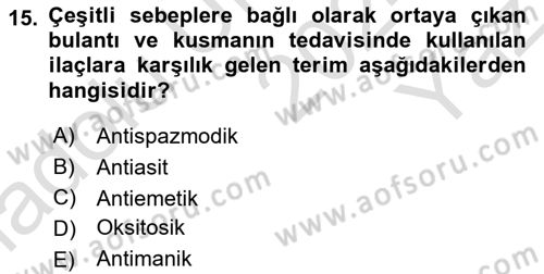 Tıp Terimleri Dersi 2024 - 2025 Yılı Yaz Okulu Sınav Soruları 15. Soru
