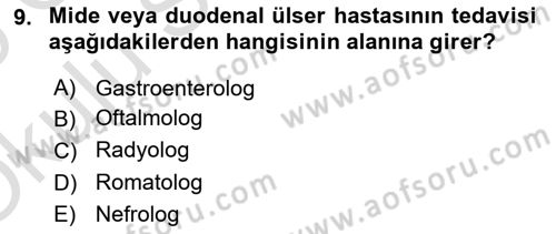 Tıp Terimleri Dersi 2024 - 2025 Yılı Yaz Okulu Sınav Soruları 9. Soru