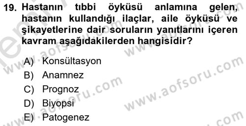 Tıp Terimleri Dersi 2025 - 2026 Yılı (Vize) Ara Sınav Soruları 19. Soru