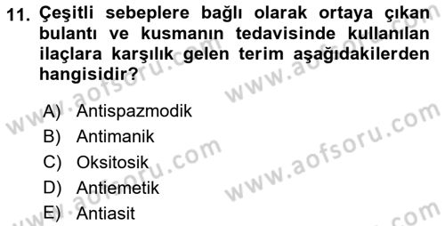 Tıp Terimleri Dersi 2025 - 2026 Yılı (Final) Dönem Sonu Sınav Soruları 11. Soru