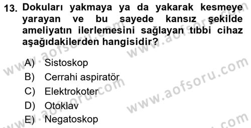 Tıp Terimleri Dersi 2025 - 2026 Yılı (Final) Dönem Sonu Sınav Soruları 13. Soru