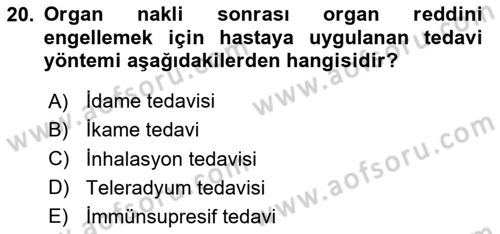 Tıp Terimleri Dersi 2025 - 2026 Yılı (Final) Dönem Sonu Sınav Soruları 20. Soru