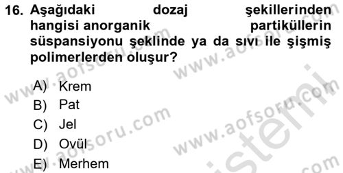 Tıp Terimleri Dersi 2025 - 2026 Yılı Yaz Okulu Sınav Soruları 16. Soru