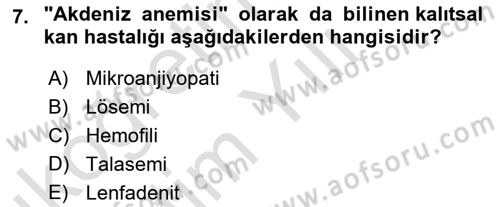 Tıp Terimleri Dersi 2025 - 2026 Yılı Yaz Okulu Sınav Soruları 7. Soru