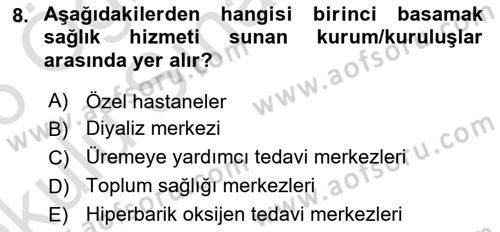 Tıp Terimleri Dersi 2025 - 2026 Yılı Yaz Okulu Sınav Soruları 8. Soru
