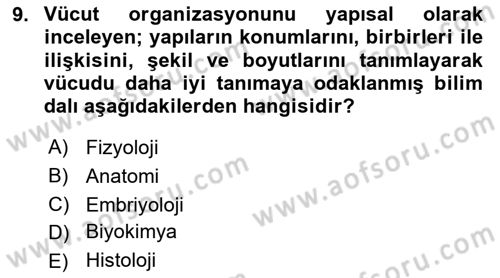 Tıp Terimleri Dersi 2025 - 2026 Yılı Yaz Okulu Sınav Soruları 9. Soru