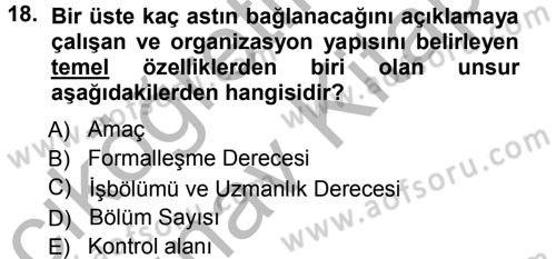 Sağlık Kurumları Yönetimi 1 Dersi Ara Sınavı Deneme Sınav Soruları 18. Soru