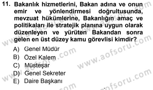 Sağlık Kurumları Yönetimi 1 Dersi 2012 - 2013 Yılı (Final) Dönem Sonu Sınav Soruları 11. Soru