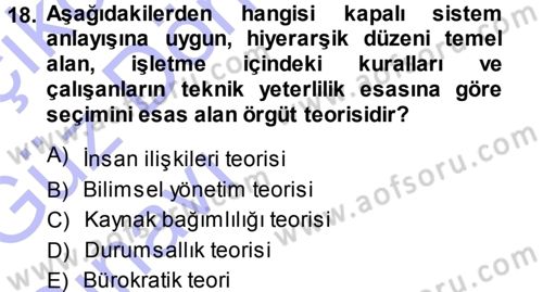 Sağlık Kurumları Yönetimi 1 Dersi Ara Sınavı Deneme Sınav Soruları 18. Soru
