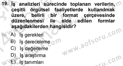Sağlık Kurumları Yönetimi 1 Dersi 2013 - 2014 Yılı Tek Ders Sınav Soruları 19. Soru