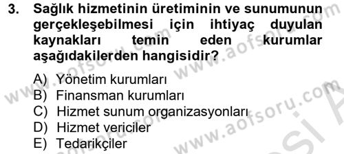 Sağlık Kurumları Yönetimi 1 Dersi 2013 - 2014 Yılı Tek Ders Sınav Soruları 3. Soru