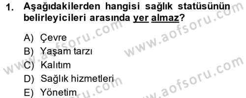 Sağlık Kurumları Yönetimi 1 Dersi Ara Sınavı Deneme Sınav Soruları 1. Soru