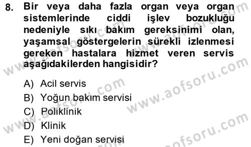 Sağlık Kurumları Yönetimi 1 Dersi 2014 - 2015 Yılı (Vize) Ara Sınav Soruları 8. Soru