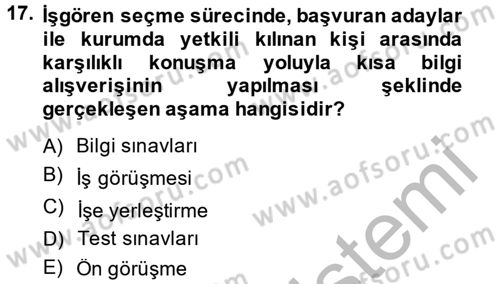 Sağlık Kurumları Yönetimi 1 Dersi 2014 - 2015 Yılı (Final) Dönem Sonu Sınav Soruları 17. Soru