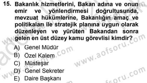 Sağlık Kurumları Yönetimi 1 Dersi 2014 - 2015 Yılı Tek Ders Sınavı 15. Soru