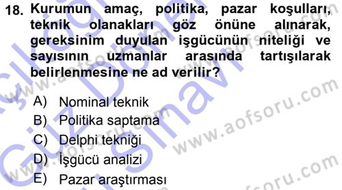 Sağlık Kurumları Yönetimi 1 Dersi 2015 - 2016 Yılı (Final) Dönem Sonu Sınav Soruları 18. Soru