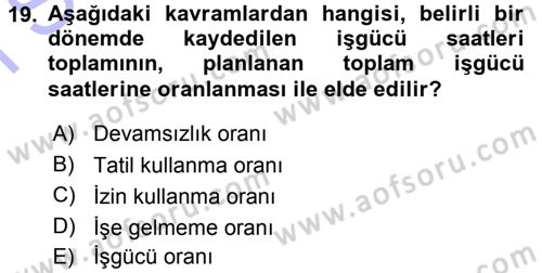 Sağlık Kurumları Yönetimi 1 Dersi 2015 - 2016 Yılı (Final) Dönem Sonu Sınavı 19. Soru