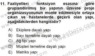 Sağlık Kurumları Yönetimi 1 Dersi Ara Sınavı Deneme Sınav Soruları 11. Soru