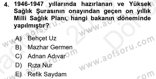Sağlık Kurumları Yönetimi 1 Dersi 2016 - 2017 Yılı (Final) Dönem Sonu Sınav Soruları 4. Soru