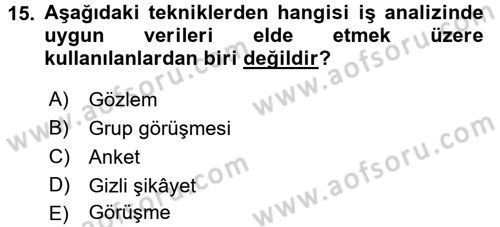 Sağlık Kurumları Yönetimi 1 Dersi 2017 - 2018 Yılı 3 Ders Sınavı 15. Soru