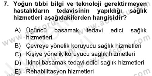 Sağlık Kurumları Yönetimi 1 Dersi 2017 - 2018 Yılı 3 Ders Sınavı 7. Soru