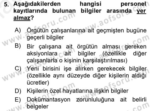 Sağlık Kurumları Yönetimi 1 Dersi 2017 - 2018 Yılı (Final) Dönem Sonu Sınav Soruları 5. Soru