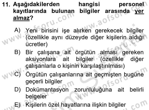 Sağlık Kurumları Yönetimi 1 Dersi 2018 - 2019 Yılı 3 Ders Sınav Soruları 11. Soru