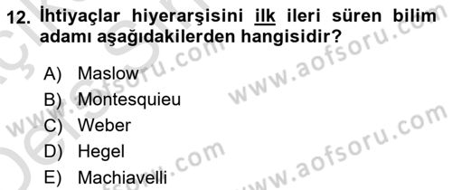 Sağlık Kurumları Yönetimi 1 Dersi 2018 - 2019 Yılı 3 Ders Sınavı 12. Soru