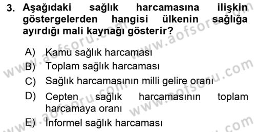 Sağlık Kurumları Yönetimi 1 Dersi 2018 - 2019 Yılı 3 Ders Sınav Soruları 3. Soru
