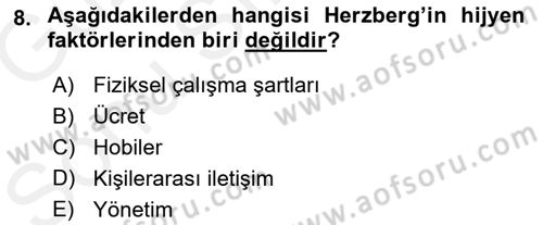 Sağlık Kurumları Yönetimi 1 Dersi 2018 - 2019 Yılı (Final) Dönem Sonu Sınavı 8. Soru