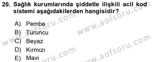 Sağlık Kurumları Yönetimi 1 Dersi 2018 - 2019 Yılı Yaz Okulu Sınav Soruları 20. Soru