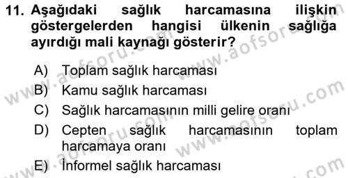 Sağlık Kurumları Yönetimi 1 Dersi 2019 - 2020 Yılı (Vize) Ara Sınav Soruları 11. Soru