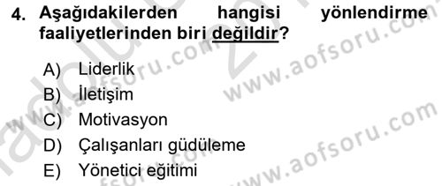 Sağlık Kurumları Yönetimi 1 Dersi 2019 - 2020 Yılı (Vize) Ara Sınav Soruları 4. Soru