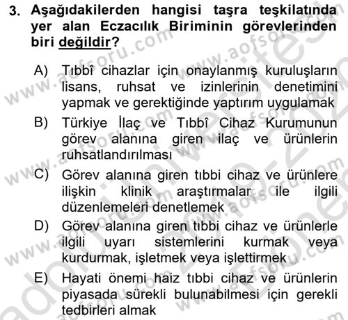 Sağlık Kurumları Yönetimi 1 Dersi 2019 - 2020 Yılı (Final) Dönem Sonu Sınav Soruları 3. Soru