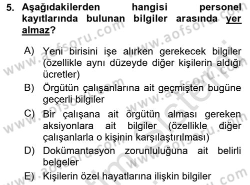 Sağlık Kurumları Yönetimi 1 Dersi 2019 - 2020 Yılı (Final) Dönem Sonu Sınav Soruları 5. Soru