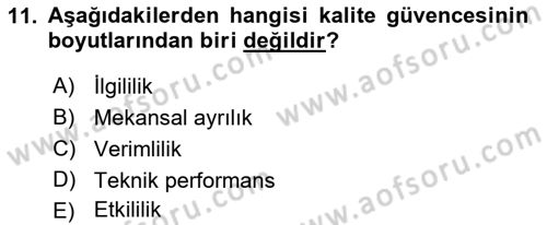 Sağlık Kurumları Yönetimi 1 Dersi Ara Sınavı Deneme Sınav Soruları 11. Soru