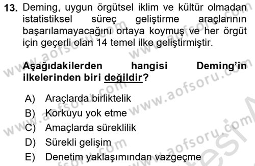 Sağlık Kurumları Yönetimi 1 Dersi Ara Sınavı Deneme Sınav Soruları 13. Soru