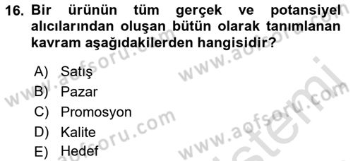 Sağlık Kurumları Yönetimi 1 Dersi Ara Sınavı Deneme Sınav Soruları 16. Soru