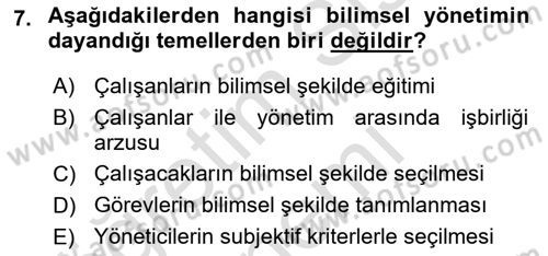 Sağlık Kurumları Yönetimi 1 Dersi Ara Sınavı Deneme Sınav Soruları 7. Soru