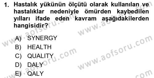 Sağlık Kurumları Yönetimi 1 Dersi 2021 - 2022 Yılı (Final) Dönem Sonu Sınavı 1. Soru