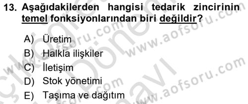 Sağlık Kurumları Yönetimi 1 Dersi 2021 - 2022 Yılı (Final) Dönem Sonu Sınavı 13. Soru